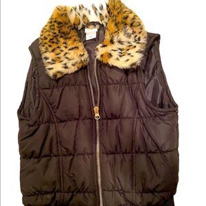 Circo kids puffer jacket with leopard fur collar M